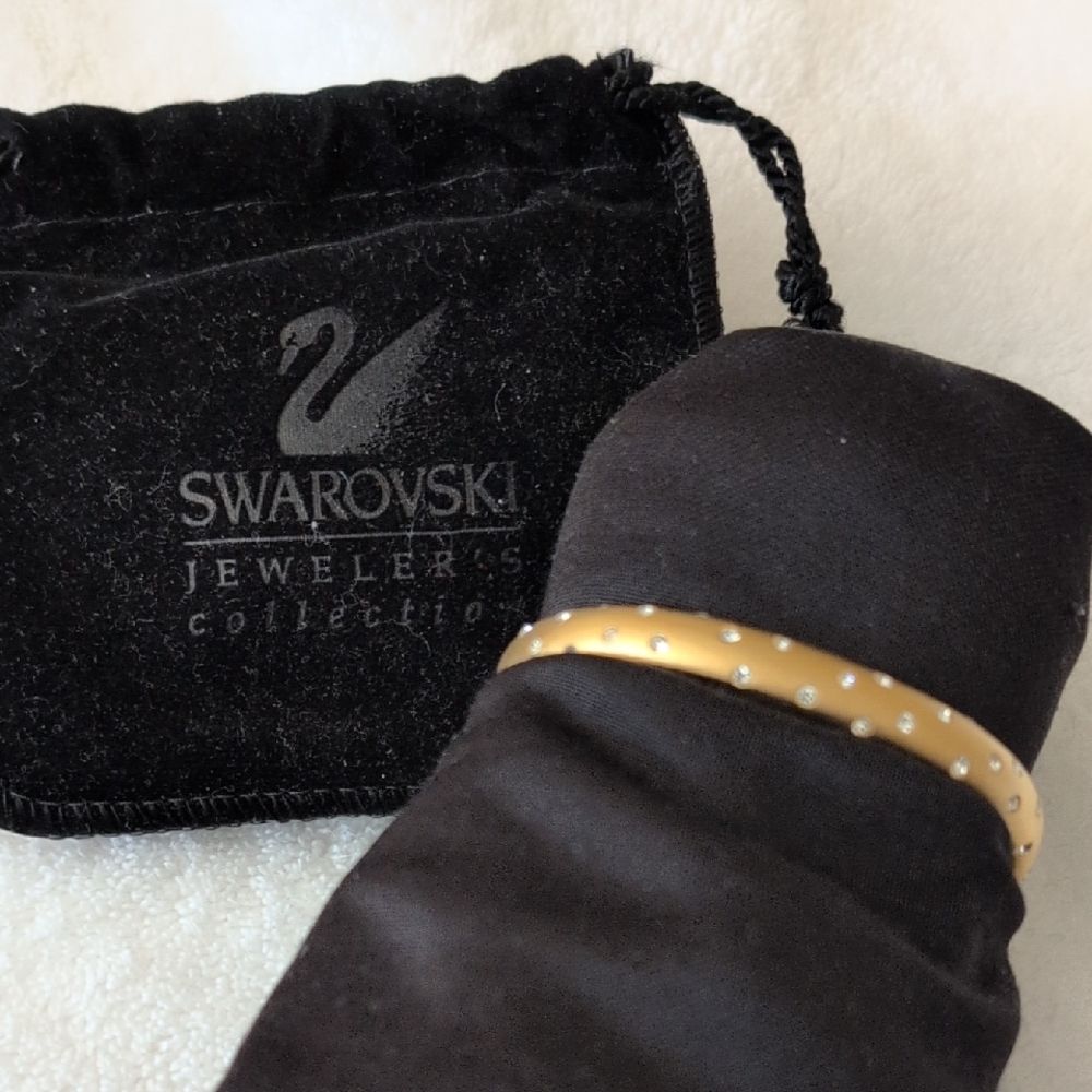 Swarovski Gold-Tone Bangle with Clear Crystal Accents
